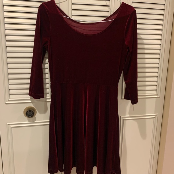 Red/Maroon Velvet Dress - Picture 2 of 2